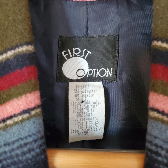 M Vintage 90's Boho Striped Blanket Jacket Blazer - Picture 4 of 11